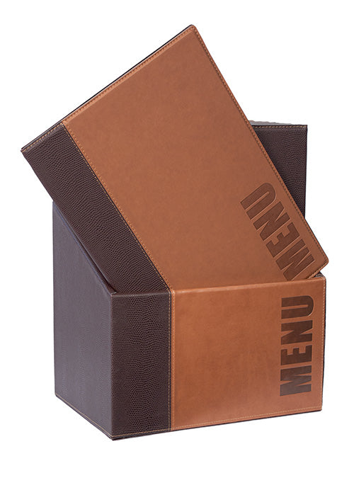 Securit Speisekartenmappe TRENDY, für A4 – Metall/Kunstleder (PU) – Braun, 20er-Box