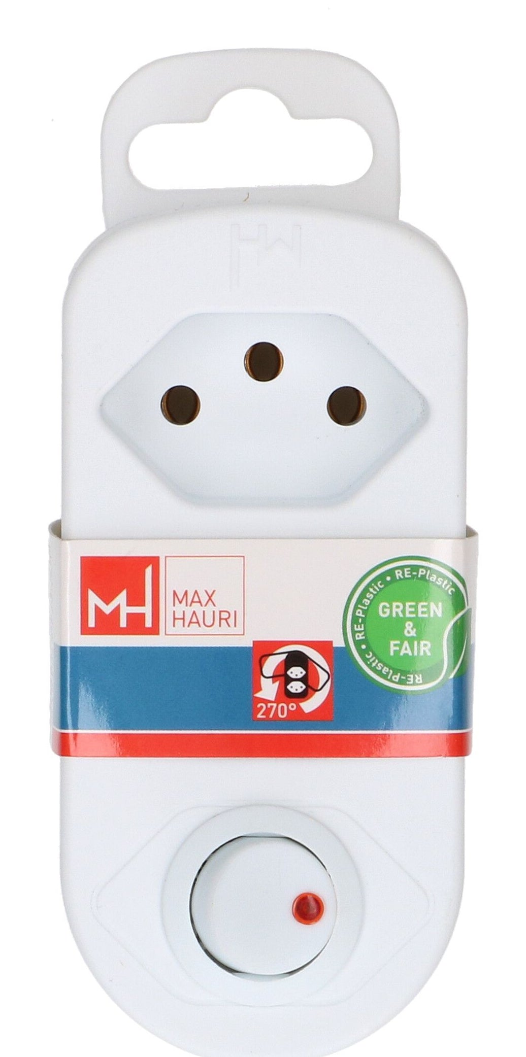 Max Hauri AG Max Hauri ADAPT Abzweigstecker T12 zu 2× T13 – 230 V, 10 A, 2 Ausgänge, 10 cm, Weiss