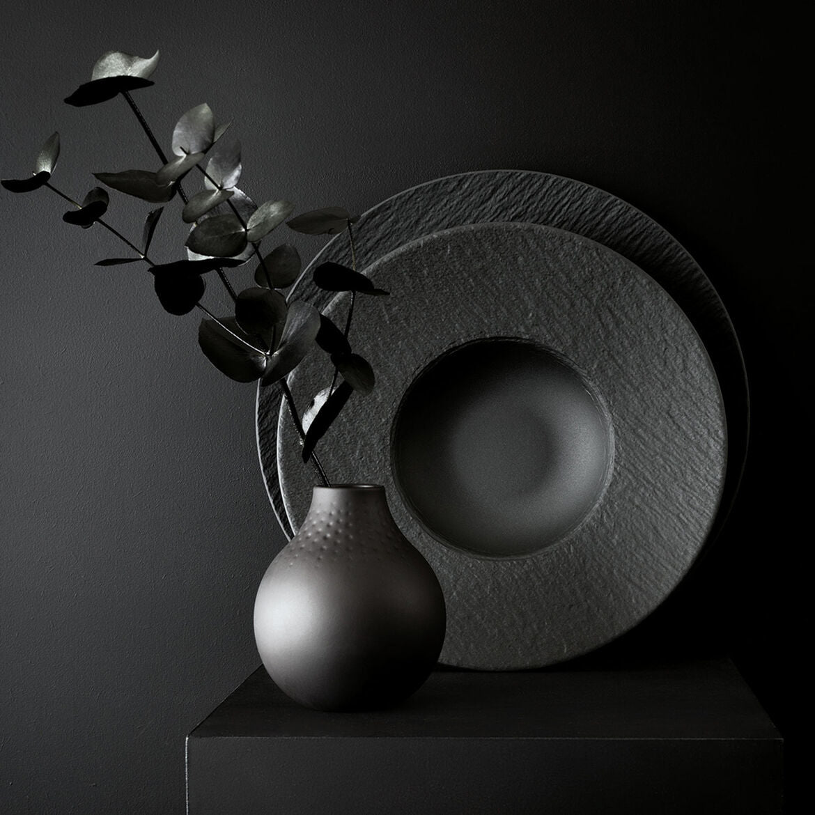 Villeroy & Boch Pastateller – Porzellan, Schwarz, Ø 29,0 cm, mikrowellengeeignet, spülmaschinenfest, 6 Stück