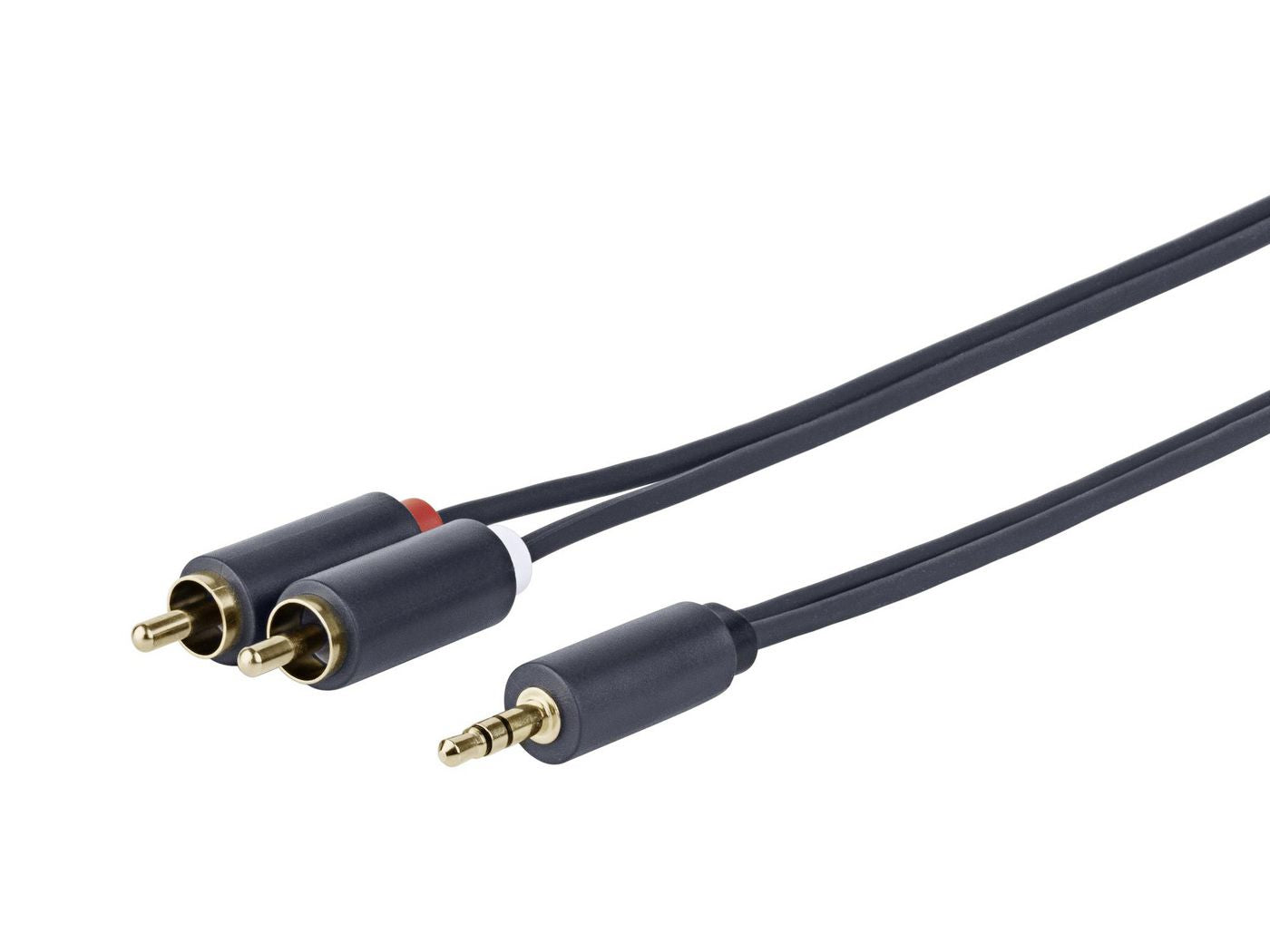 Vivolink 3,5-mm-auf-2×-Cinch-Adapterkabel – 3,5-mm-Klinkenstecker zu 2× Cinchsteckern – 15 m, vergoldete Stecker
