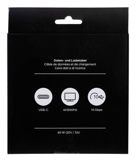 ONIT USB-C auf USB-C Kabel – USB4 20 Gbit/s – 5 m – PD 60 W – Textilmantel, Abgewinkelt – Schwarz/Grau