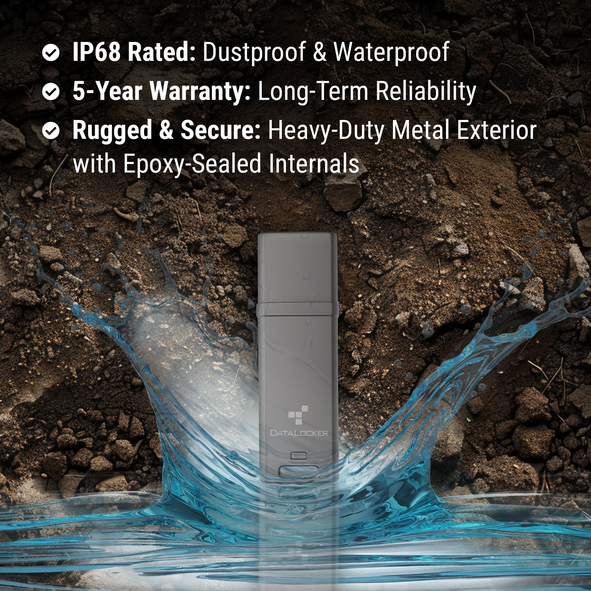 DataLocker DL GO USB-Stick 16 GB – USB-A 3.2 Gen 2, 160/120 MB/s, AES-256, FIPS 197, IP68, mit Kappe, Grau
