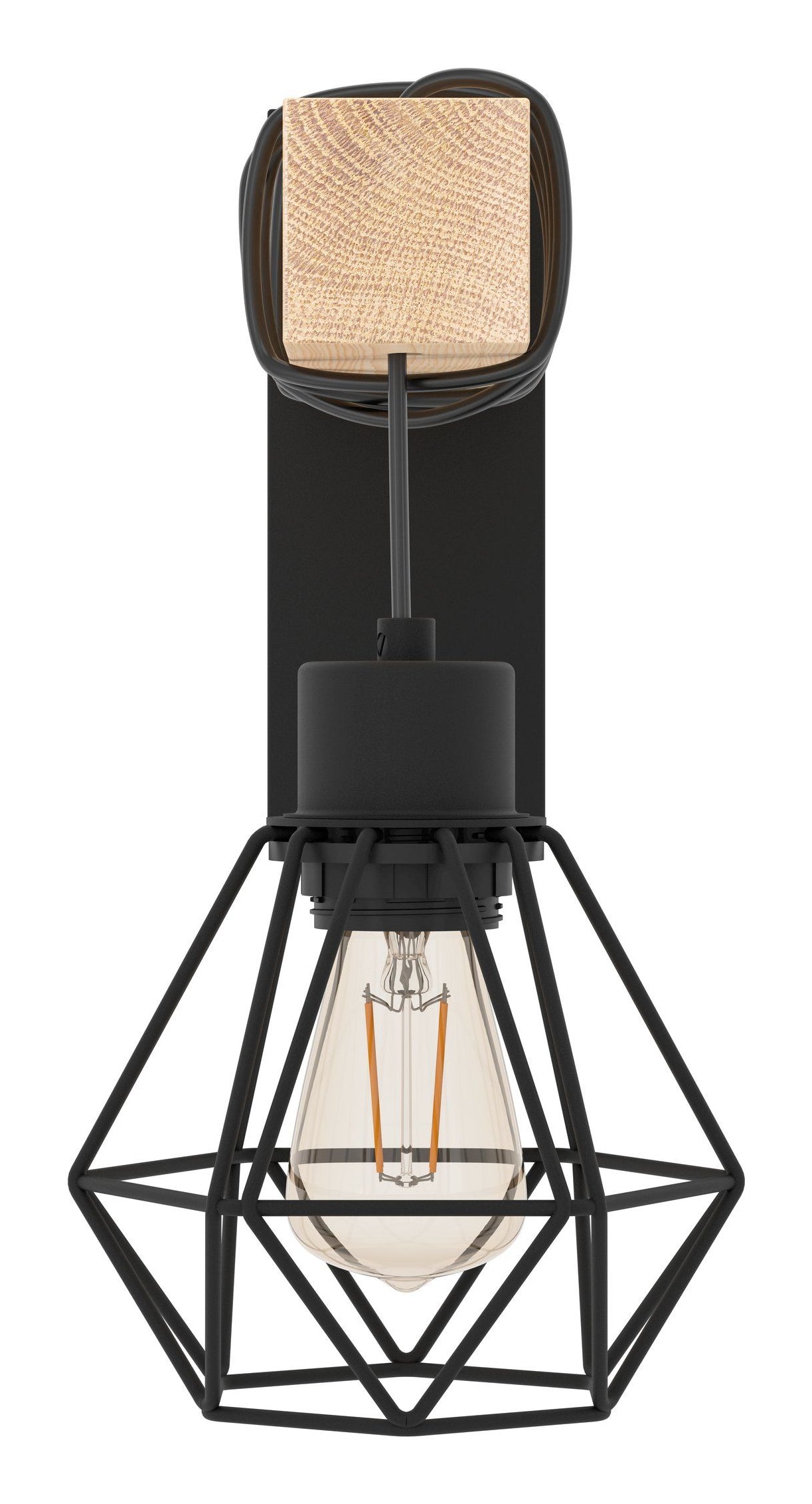 EGLO Wandleuchte TOWNSHEND 5 – 60 W, dimmbar, schwarz/braun, exkl. E27