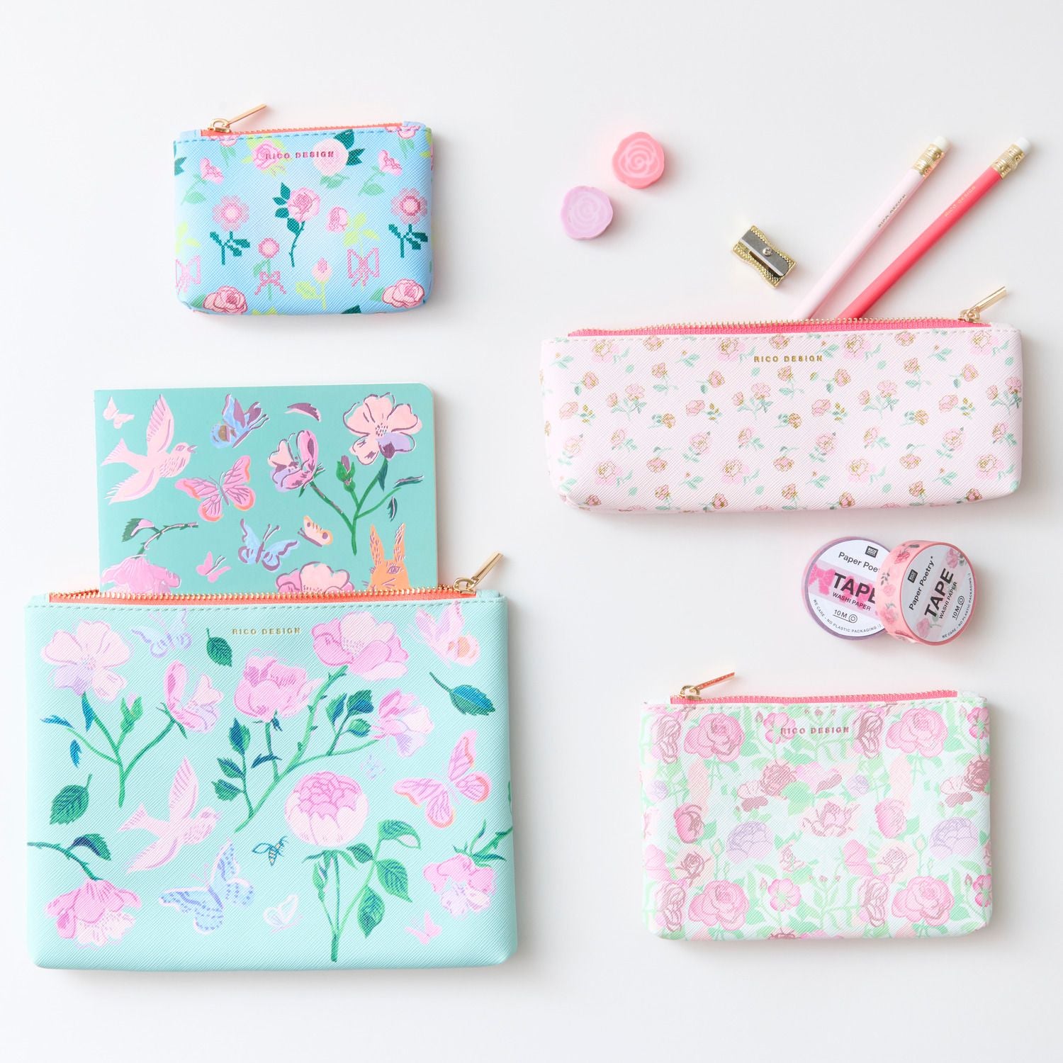 Rico Design Schlamperetui, Schleifen, Rosa, Polyester, 20 × 6,5 × 1,6 cm