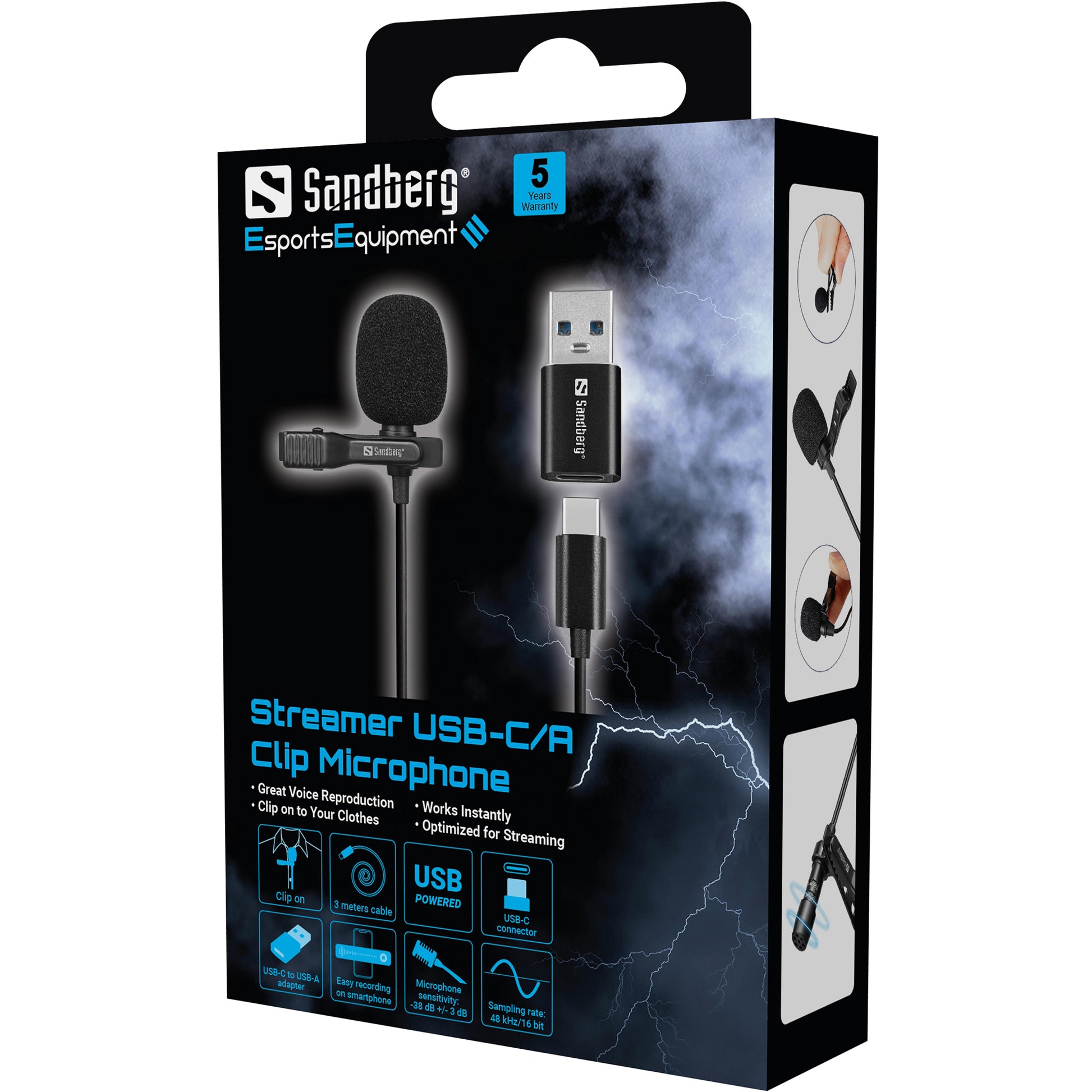 Sandberg Streamer – Lavalier-/Ansteckmikrofon, USB