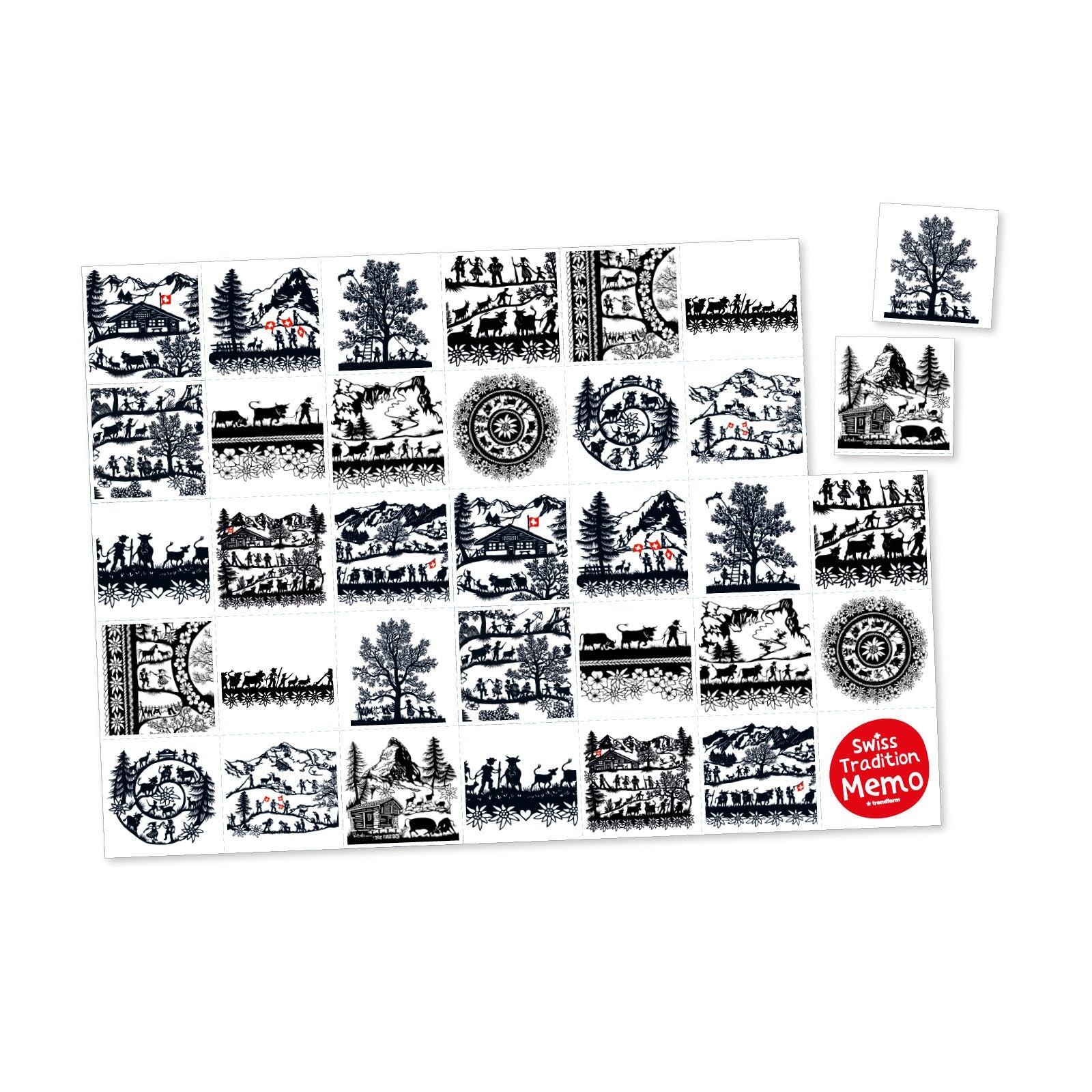 Trendform Tischset – 29,7×42 cm, 6er-Set, Papier, Weiss, Scherenschnitt Landleben, FSC