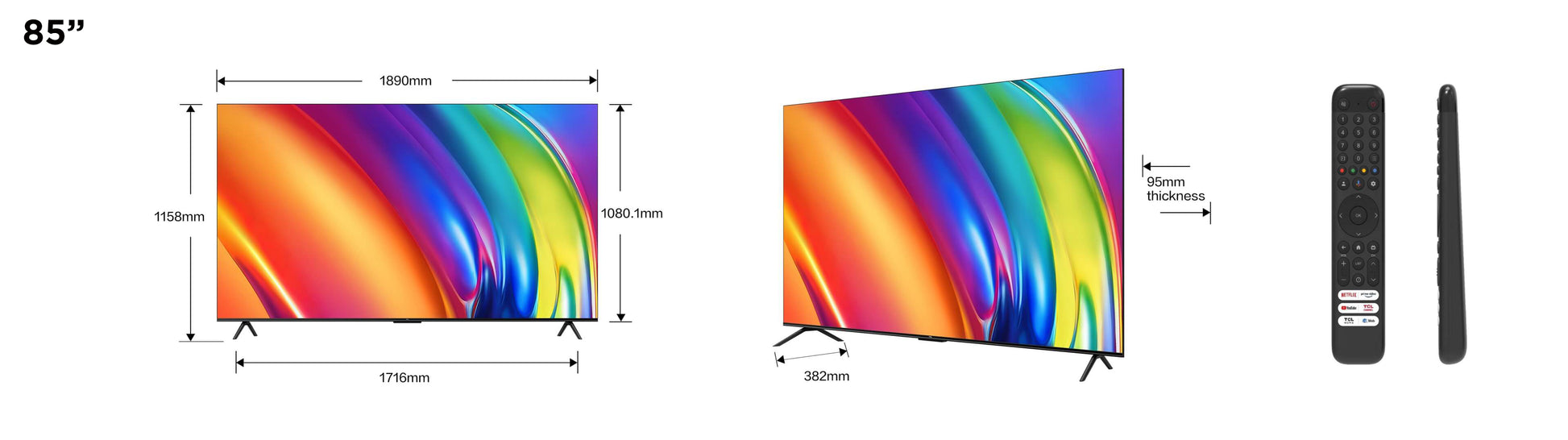 TCL 85P745 – 4K Ultra HD, Schwarz