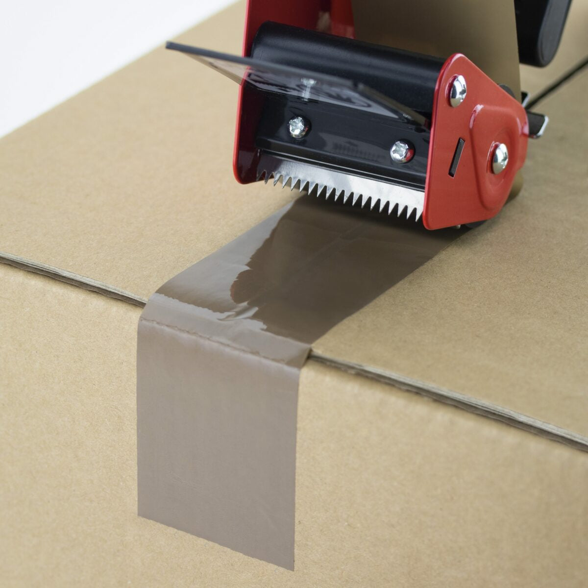 Rapesco Verpackungsbandabroller – für Verpackungsband bis 50 mm × 66 m, inkl. 1 Rolle Braun 50 mm × 60 m