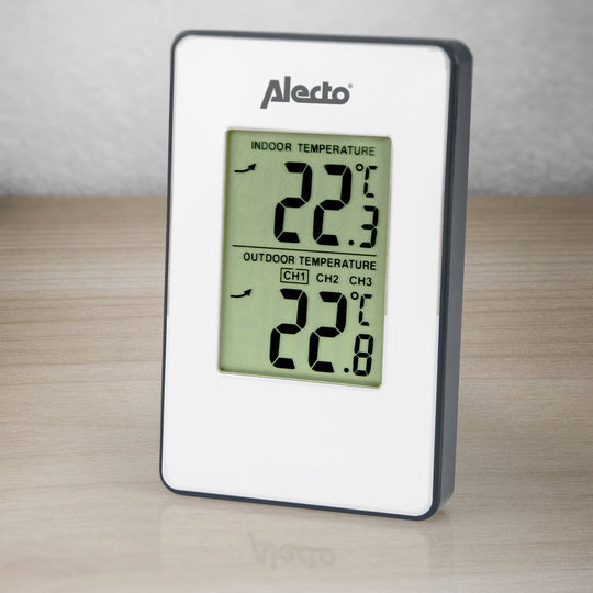 Alecto WS-1050 – Wetterstation, Funk (433 MHz), Innen/Aussen, inkl. Aussensensor – Weiss (2er-Pack)