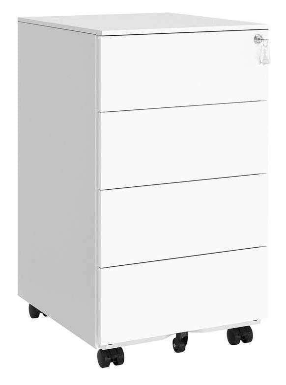 Songmics Rollcontainer – Stahl, weiss, abschliessbar, 39 × 55 × 45 cm
