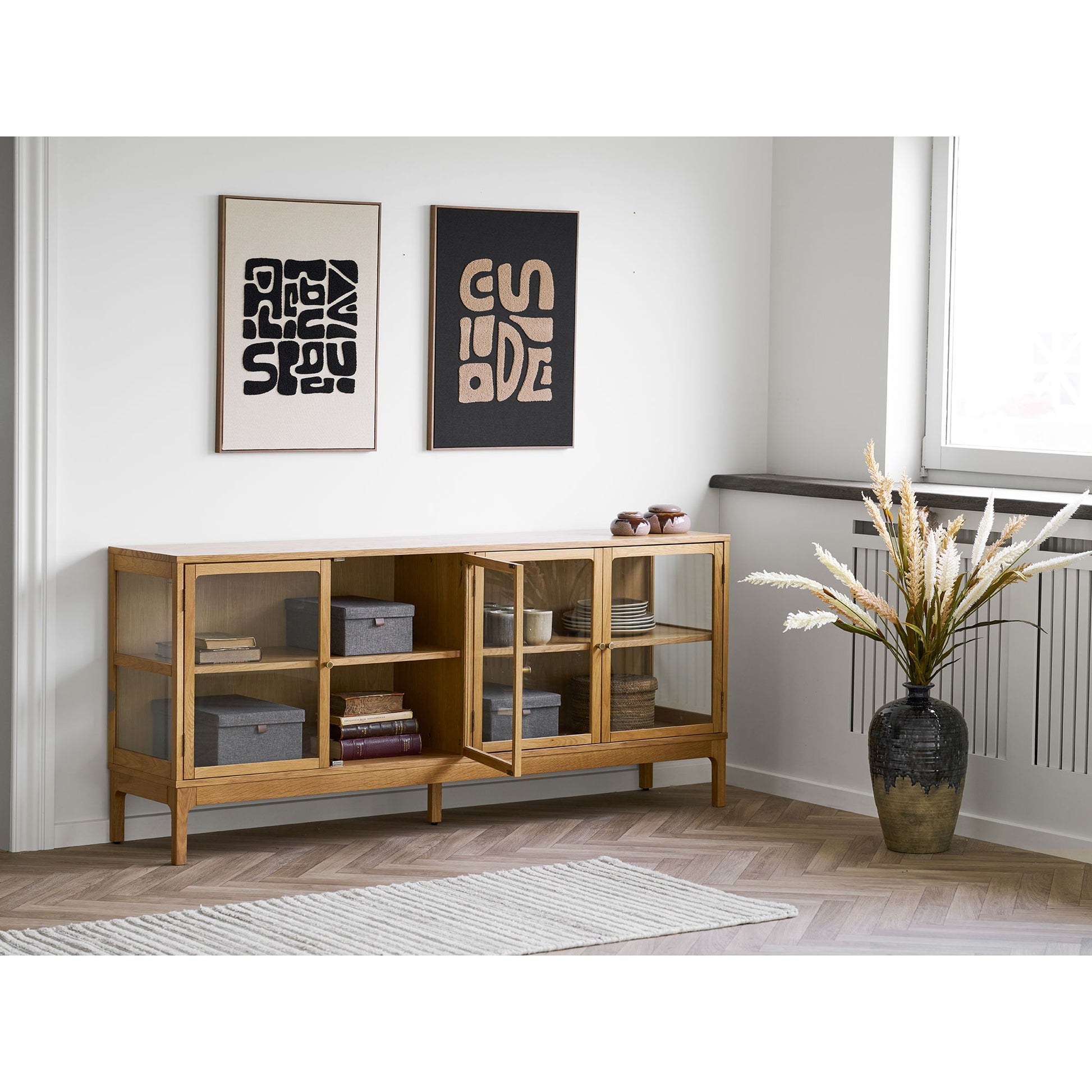 House Nordic Aufbewahrungsbox (mit Deckel) – Polyester – Grau – 260 × 160 × 380 mm