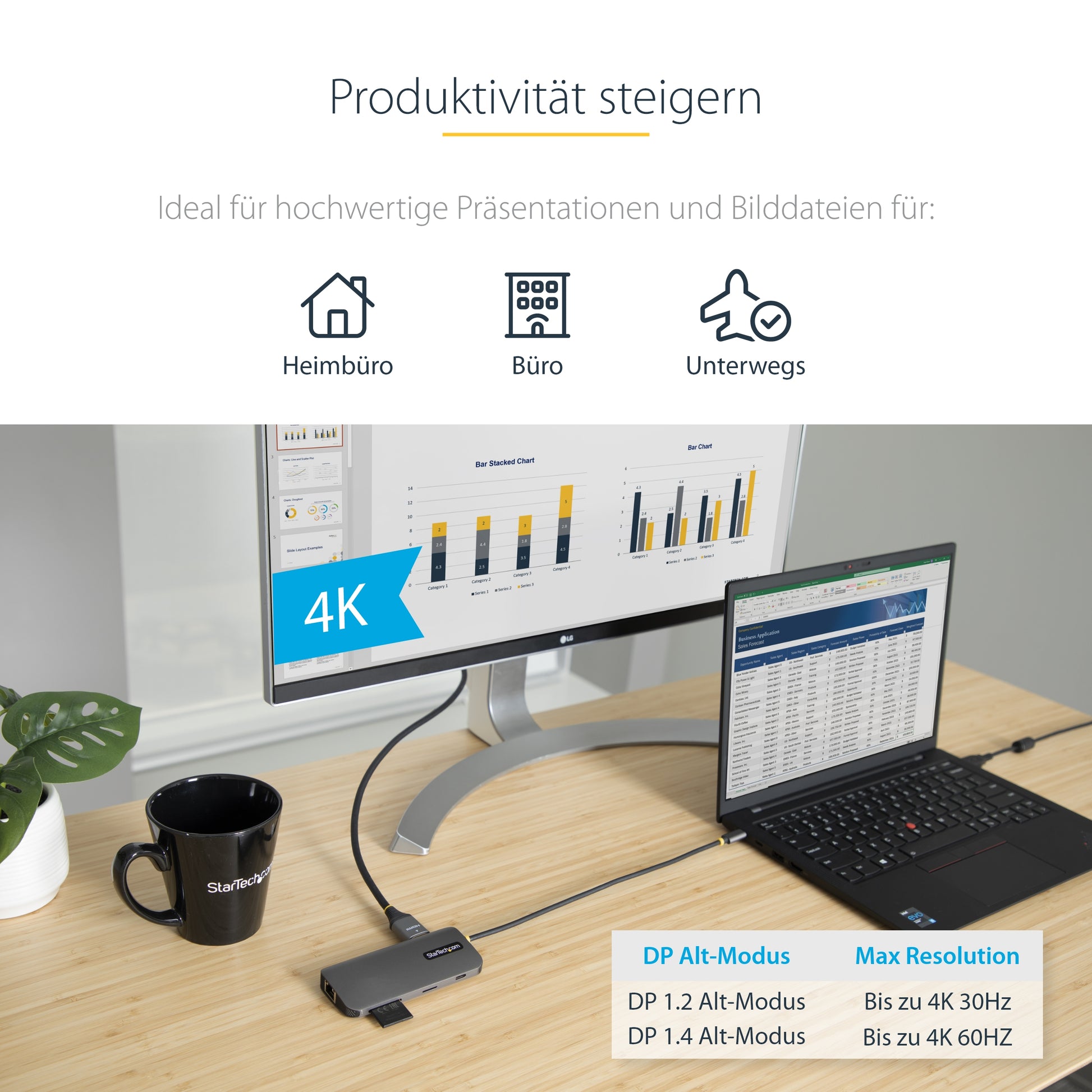 StarTech.com Multiport-Adapter – USB-C, HDMI, 3× USB-A, 100 W PD, GbE, SD/microSD, für Windows/Mac/iPadOS