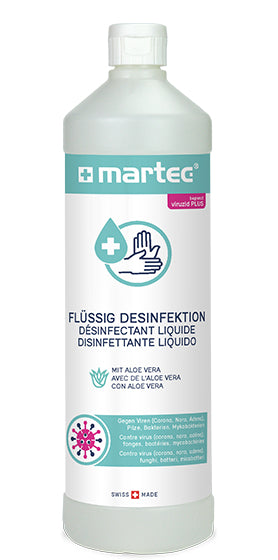 MARTEC Handdesinfektionsmittel – weiss, 80 × 265 × 80 mm, mit Aloe vera, hautverträglich, 70% Ethanol