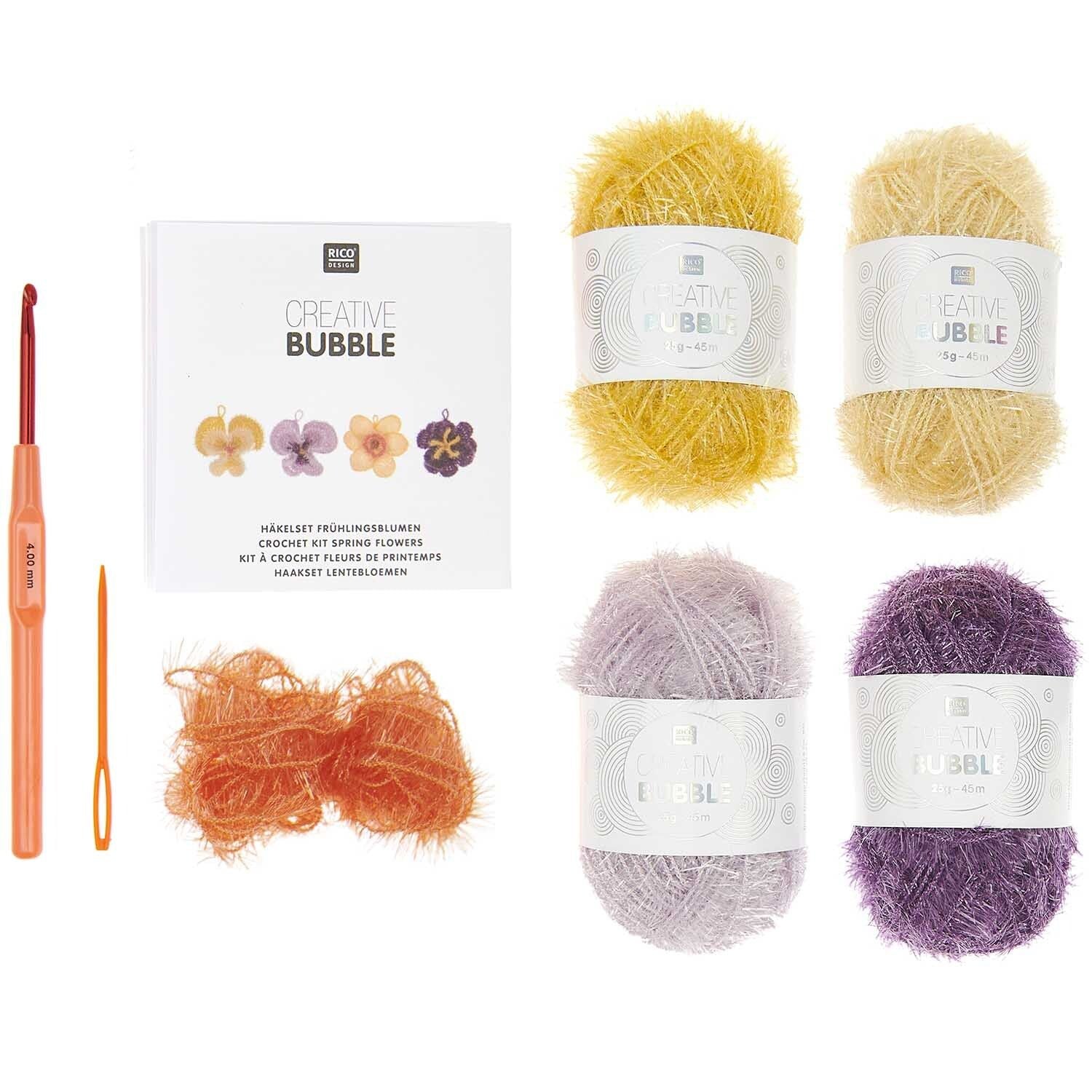 Rico Design Bubble – Häkelset – Frühlingsblumen – 7-teilig – Polyester