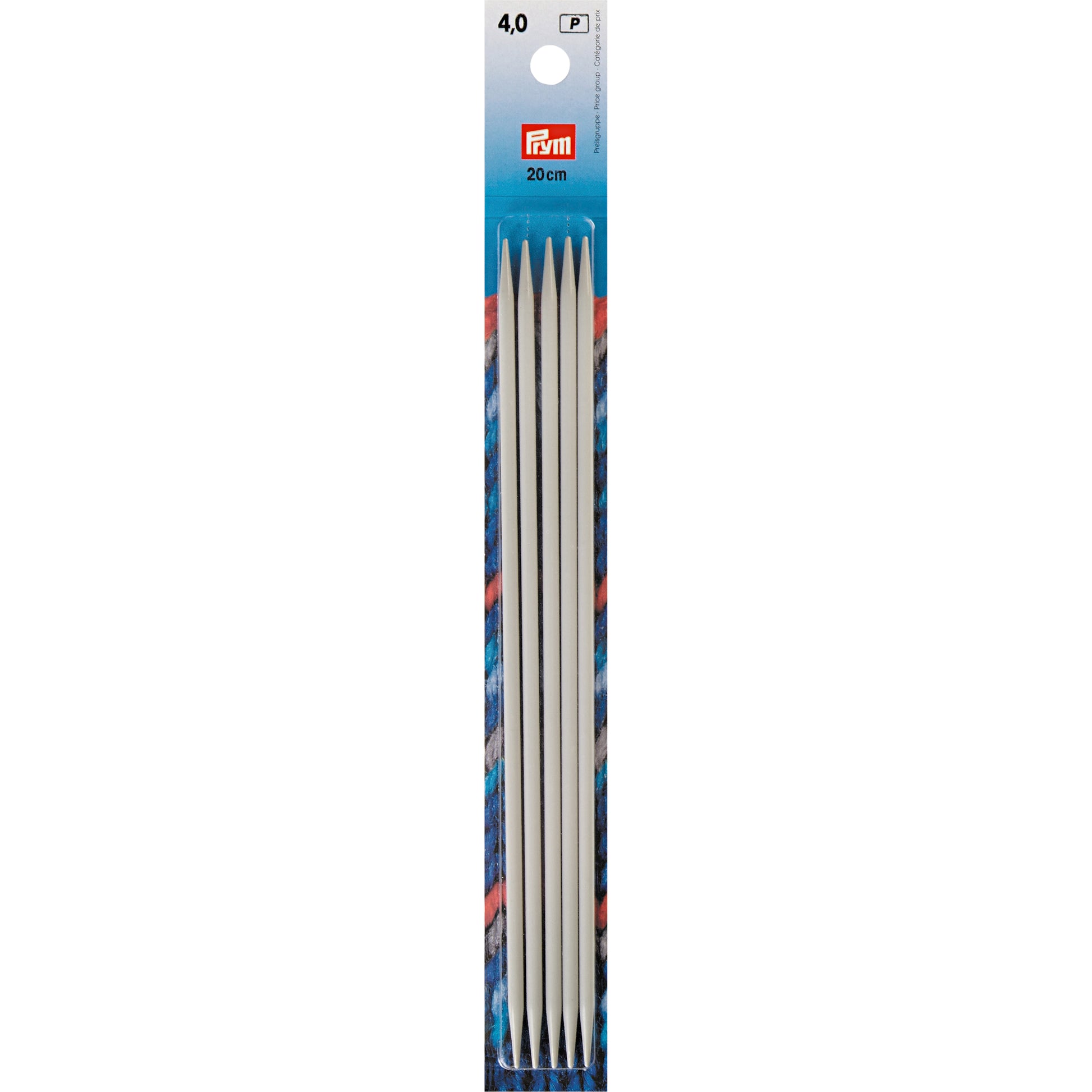 Prym Strumpfstricknadel Grau – 4 mm, 20 cm, Aluminium, 5 Stk.