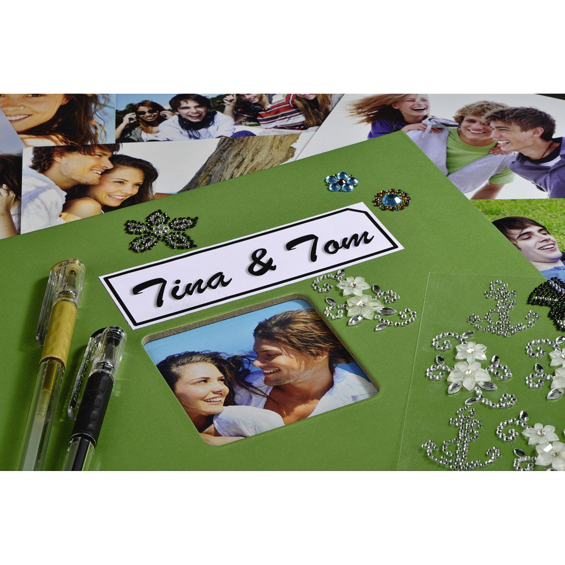 Hama Fotoalbum – für 360 × 320 mm, apfelgrün, mit Pergaminzwischenblättern, mit Spiralbindung, Papier