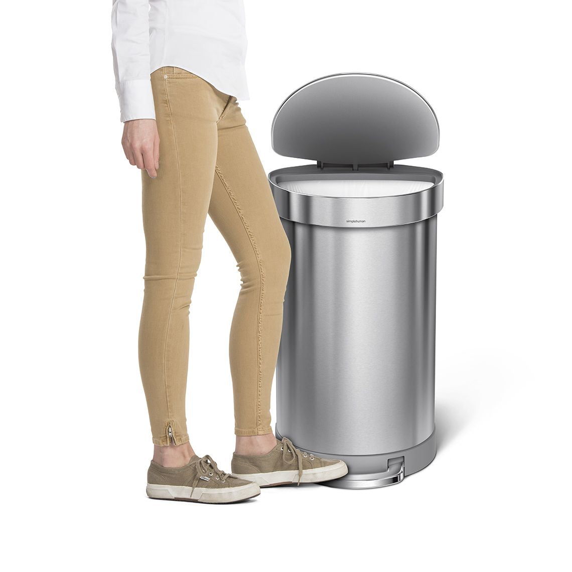 Simplehuman – Papierkorb – 45 l – Edelstahl, Silber – B × H × T 400 × 670 × 360 mm
