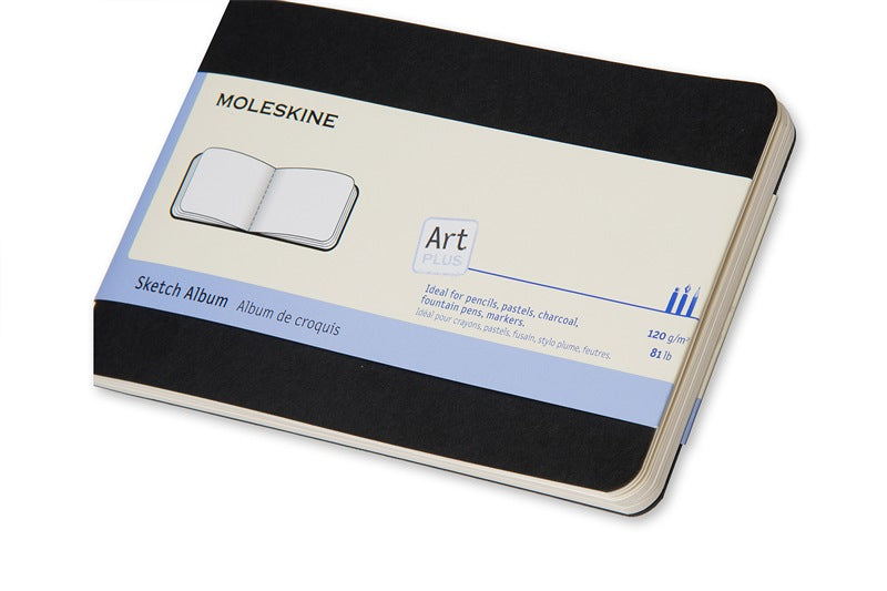 Moleskine Skizzenbuch – 14 × 9 cm – 120 g/m² – Softcover – 72 Blatt – Elfenbeinweiss – Schwarz