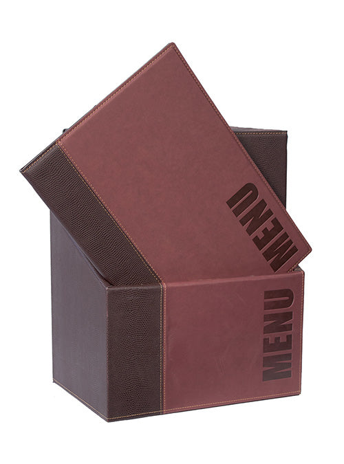 Securit Speisekartenmappe TRENDY, für A4 – Kunstleder/Metall – Weinrot, 20er-Box