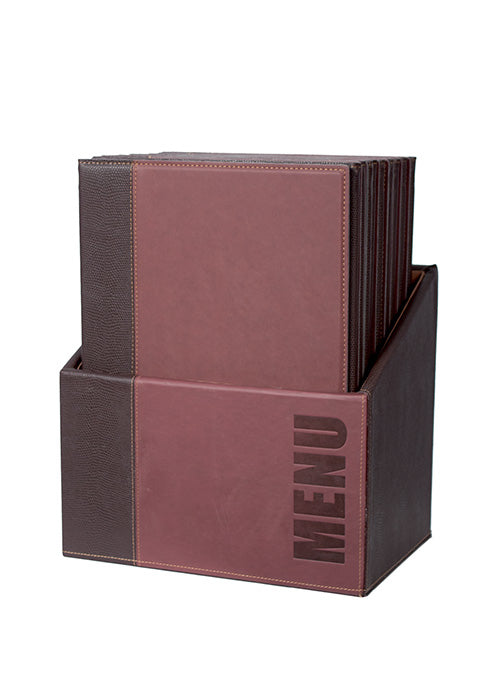 Securit Speisekartenmappe TRENDY, für A4 – Kunstleder/Metall – Weinrot, 20er-Box