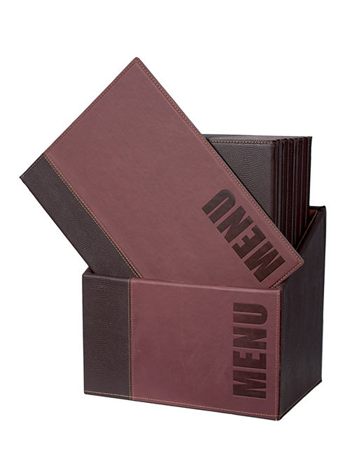 Securit Speisekartenmappe TRENDY, für A4 – Kunstleder/Metall – Weinrot, 20er-Box