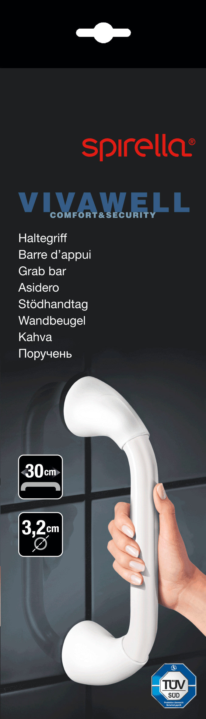 Spirella Wannengriff – 30 cm, Edelstahl, zum Schrauben