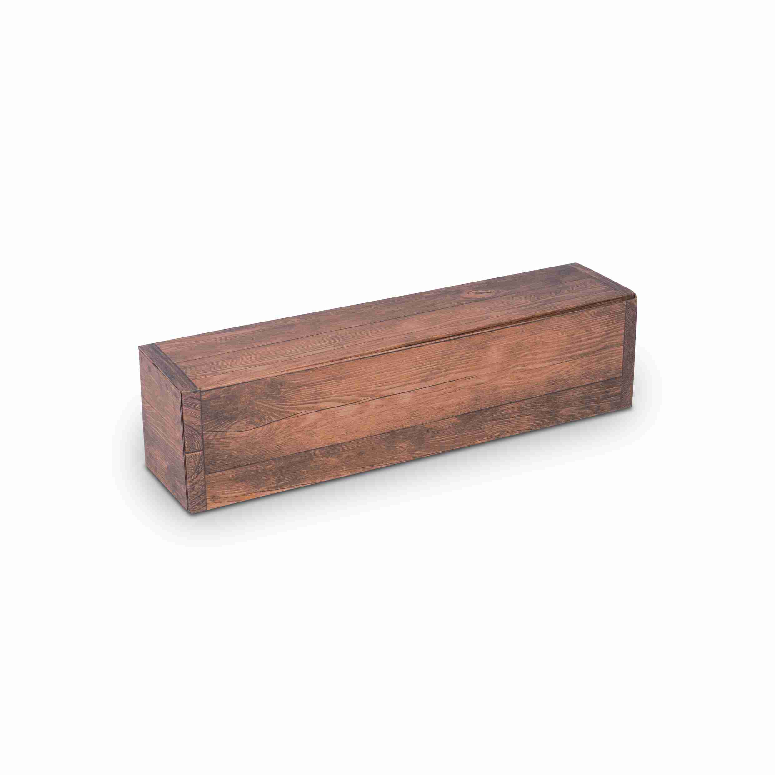 Weinpräsentkarton Holzoptik – Innenmass 95 × 385 × 90 mm – für 1 Flasche – 1 Stk., ab 20 Stk.