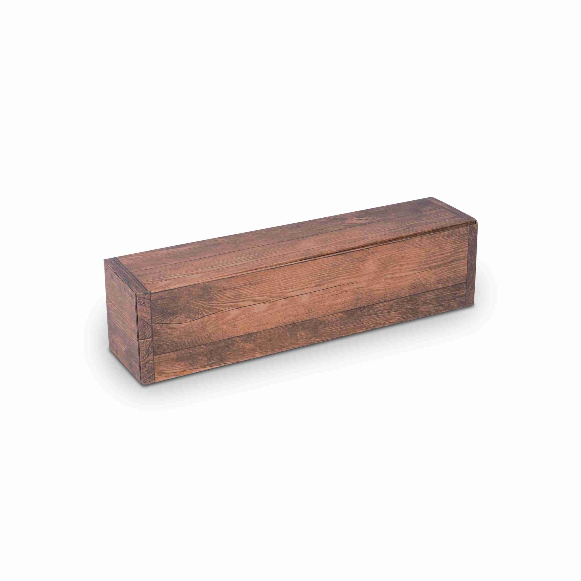 Weinpräsentkarton Holzoptik, Wellpappe – Innenmass 95 × 385 × 90 mm – für 1 Flasche – 1 Palette (1'000 Stk.)