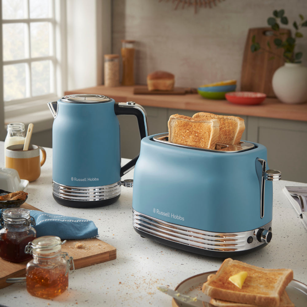 Russell Hobbs Hanley Wasserkocher – 1,7 l, Edelstahl, Blau, 28641-70