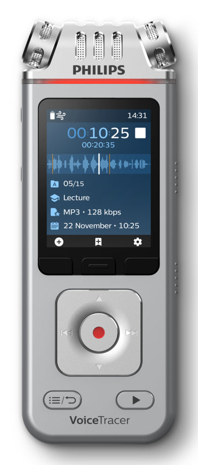 Philips VoiceTracer DVT4115 – Digitales Diktiergerät – 8 GB, 36 h – Silber