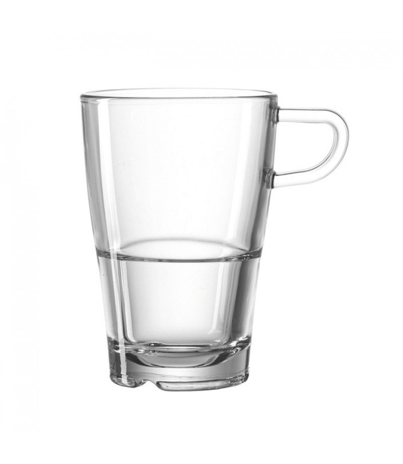 LEONARDO Latte Macchiato Tasse – 0,35 l, Glas, transparent, spülmaschinenfest, mikrowellenfest, Henkel