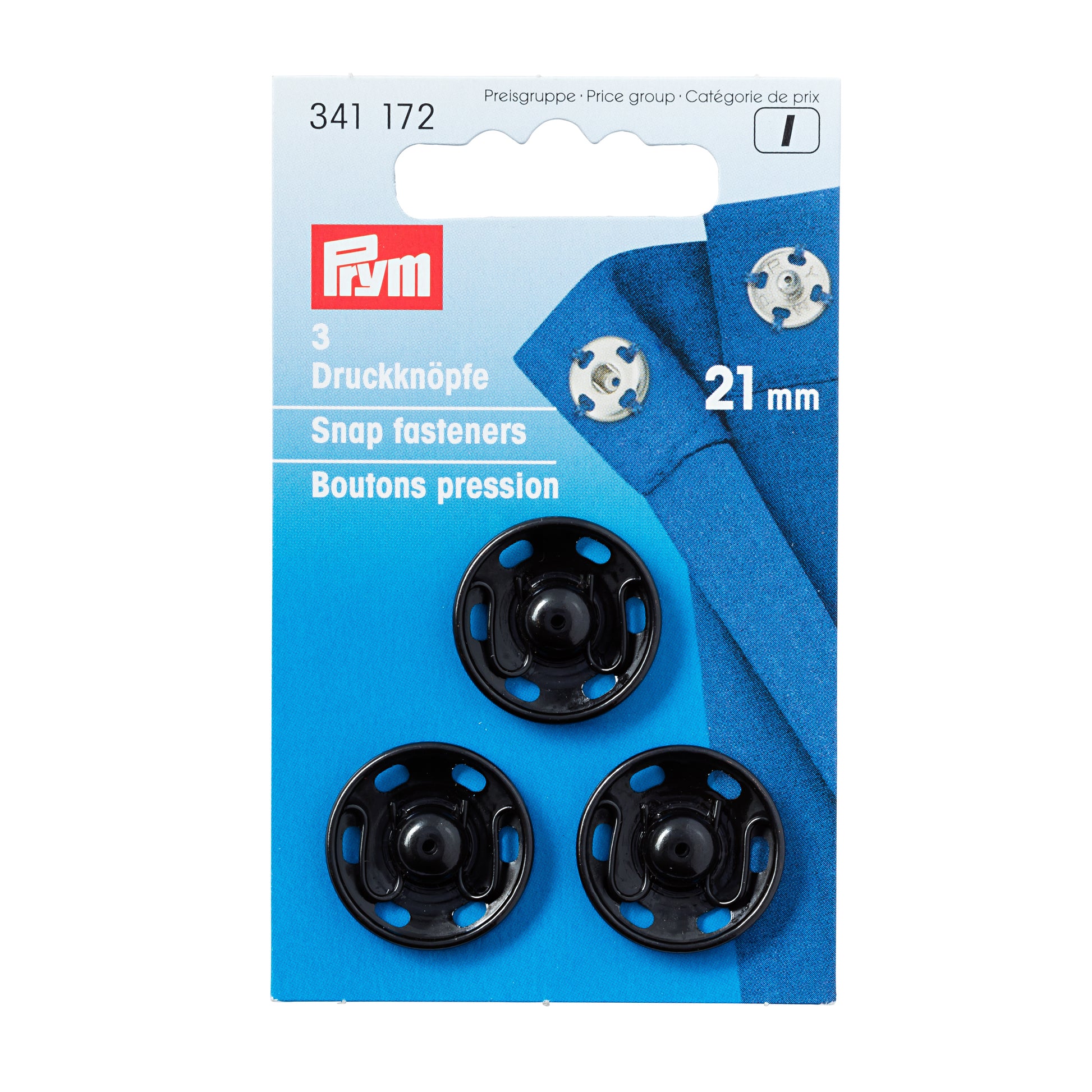 Prym Ösen Ø 21 mm – Metall, schwarz, 3 Stück
