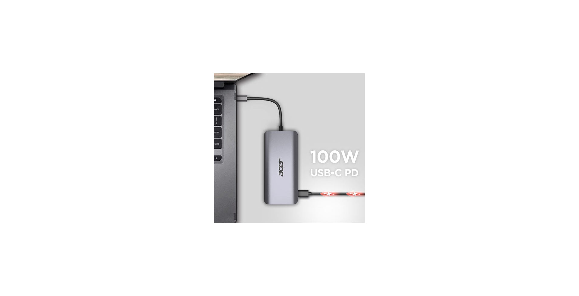 Acer Dockingstation – USB-C, 1× DP, 2× HDMI, 2× USB-A, 100 W PD, GbE, SD/microSD, 3,5 mm Audio