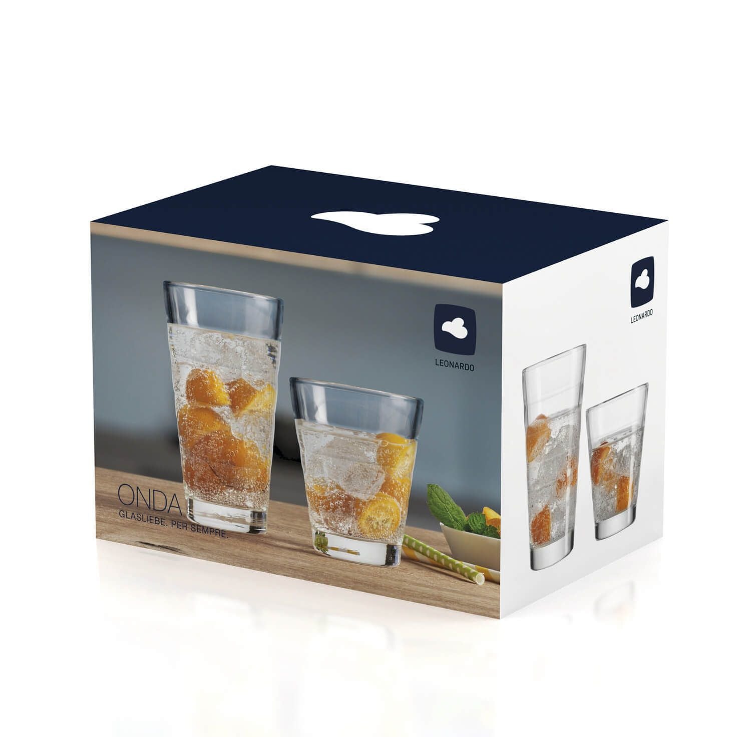 LEONARDO Onda Trinkglas – Glas, transparent, spülmaschinenfest, geriffelt, 12-teilig