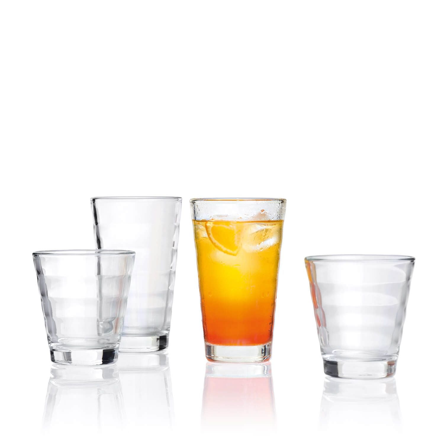 LEONARDO Onda Trinkglas – Glas, transparent, spülmaschinenfest, geriffelt, 12-teilig