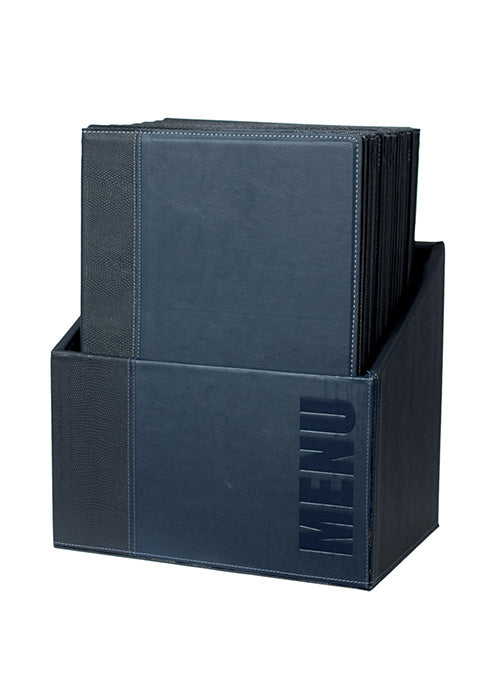 Securit Speisekartenmappe TRENDY für A4 – Kunstleder/Metall – Blau, 20er-Box