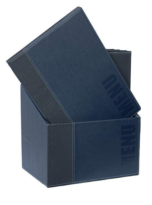 Securit Speisekartenmappe TRENDY für A4 – Kunstleder/Metall – Blau, 20er-Box