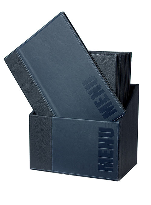 Securit Speisekartenmappe TRENDY für A4 – Kunstleder/Metall – Blau, 20er-Box