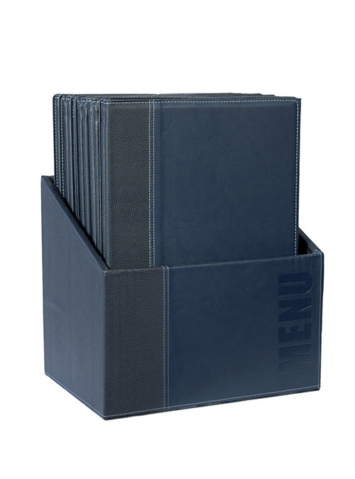Securit Speisekartenmappe TRENDY für A4 – Kunstleder/Metall – Blau, 20er-Box