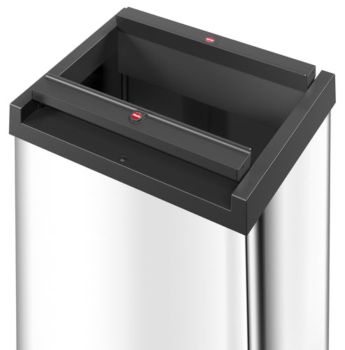 Hailo Abfallcontainer Big-Box Swing XL – 52 l, mit Schwingdeckel – Stahl, Silber – selbstschliessend