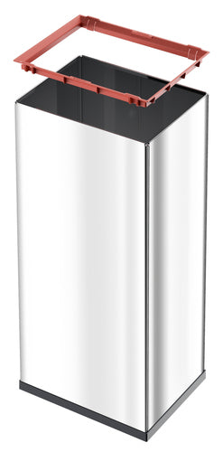 Hailo Abfallcontainer Big-Box Swing XL – 52 l, mit Schwingdeckel – Stahl, Silber – selbstschliessend