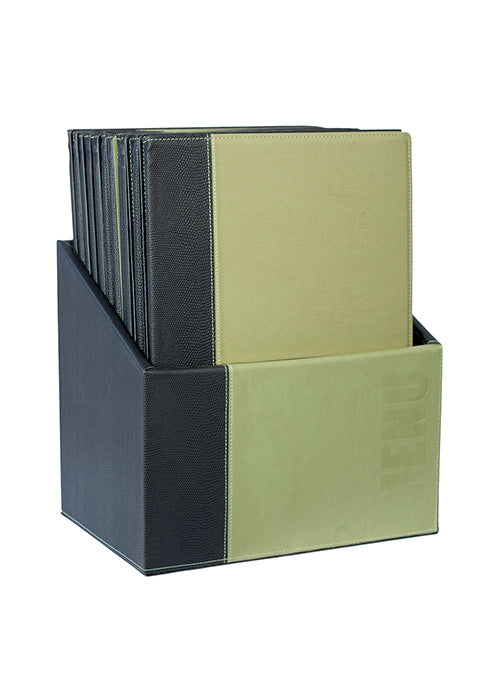 Securit Speisekartenmappe TRENDY, für A4 – Metall/Kunstleder – Grün, 20er-Box