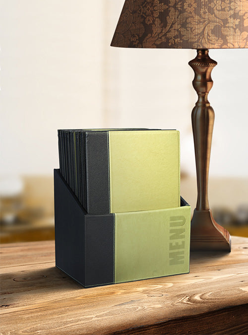 Securit Speisekartenmappe TRENDY, für A4 – Metall/Kunstleder – Grün, 20er-Box