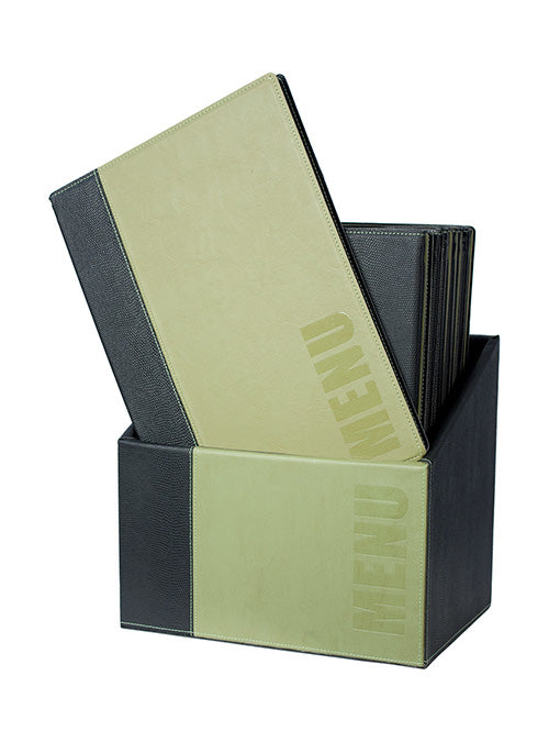 Securit Speisekartenmappe TRENDY, für A4 – Metall/Kunstleder – Grün, 20er-Box
