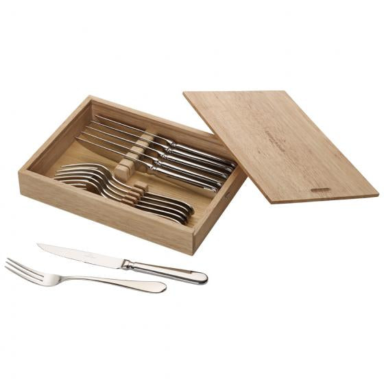 Villeroy & Boch Oscar Steakbesteck-Set – 12-teilig, für 6 Personen, Edelstahl, Silber, in Holzbox