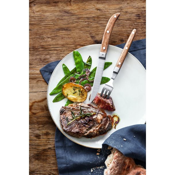 WMF Steakmesser – Edelstahl, Wellenschliff, 24 cm, Hellbraun, 6 Stk.