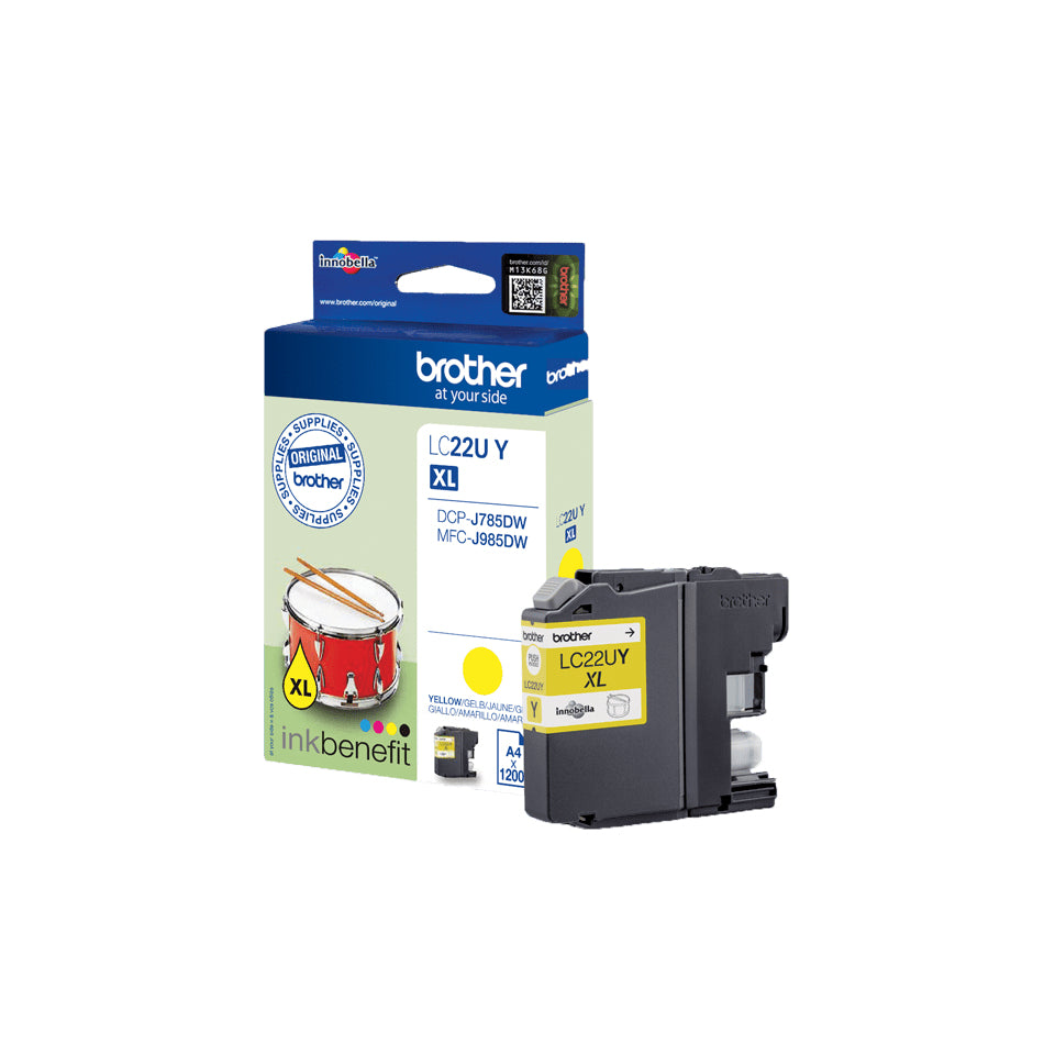 Brother Tintenpatrone LC-22UY, Gelb, 1'200 Seiten – für MFC-J985DW