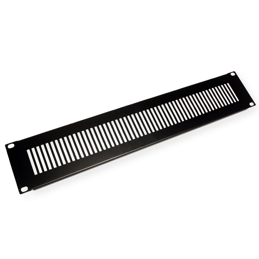 VALUE 19" Frontplatte – Blindblende – 19" Rack, 2U, Belüftungsschlitze, Schwarz
