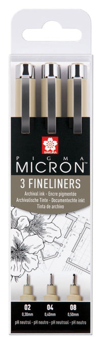Sakura Pigma Micron Fineliner – 3er-Set – schwarz – wasserfest