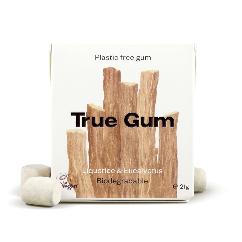 True Gum Kaugummi – Lakritz & Eukalyptus, zuckerfrei, vegan – 21 g